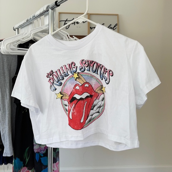 Princess Polly Tops - Princess Polly Rolling Stones Cropped Tee